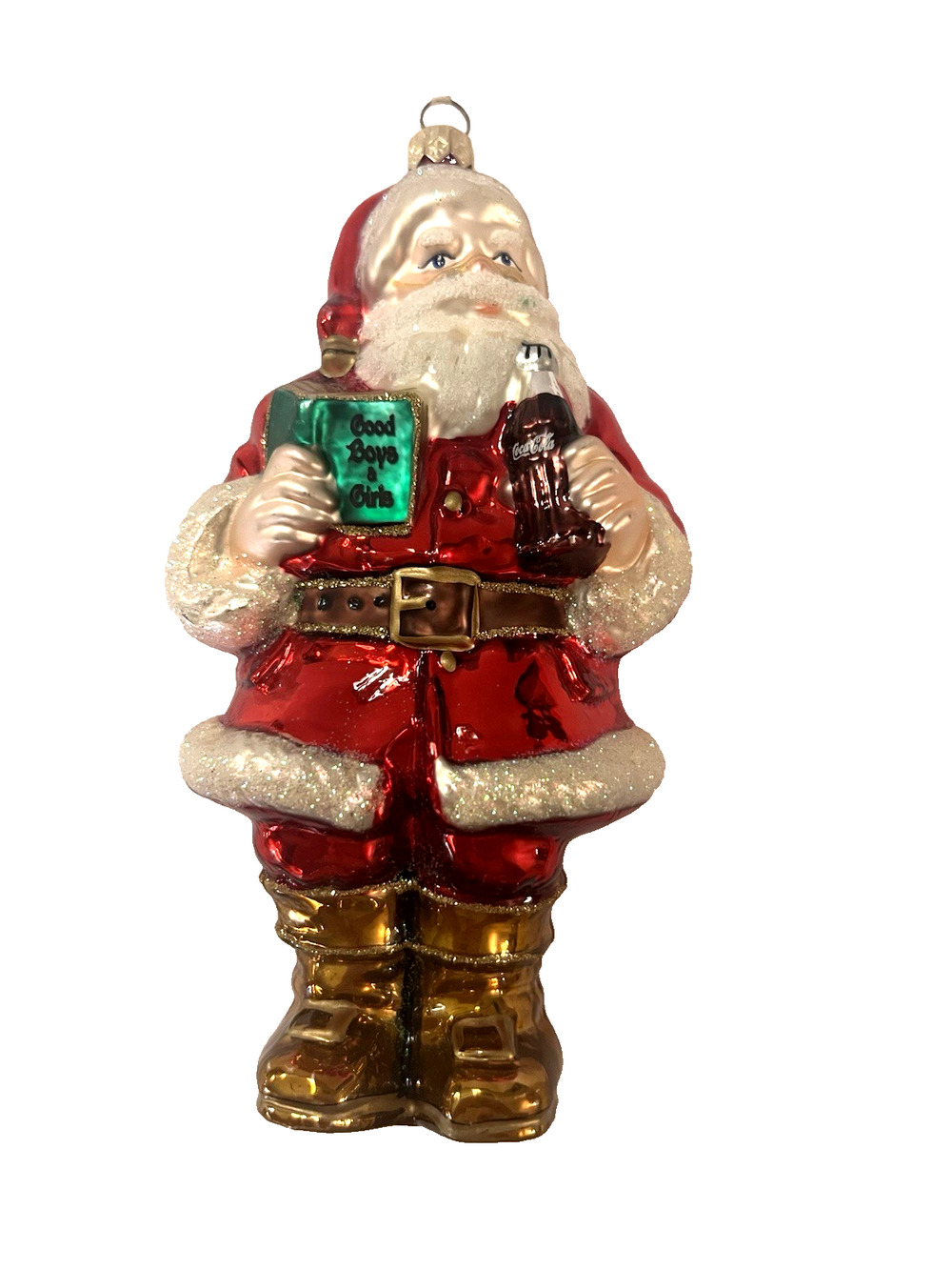 RARE 1998 Kurt Adler Polonaise Coca-Cola Co. "Good Boys & Girls" Santa Ornament